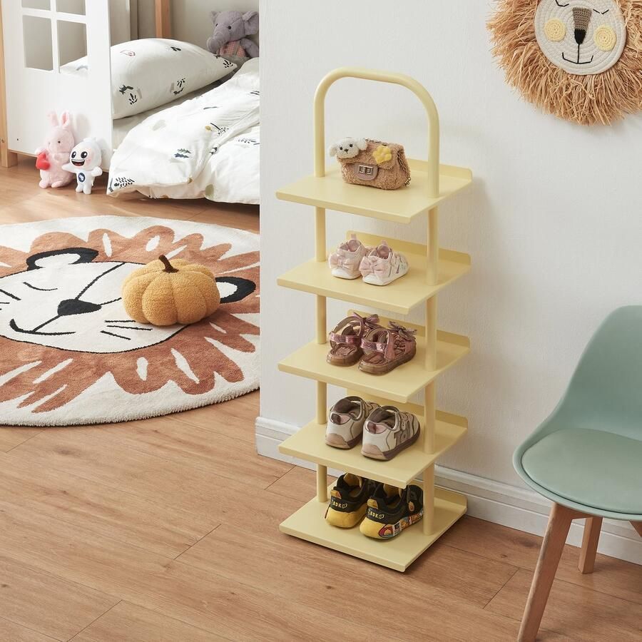 En.casa Schoenenrek Poytya voor kinderen 96x30x27 cm vanillekleurig [ ]