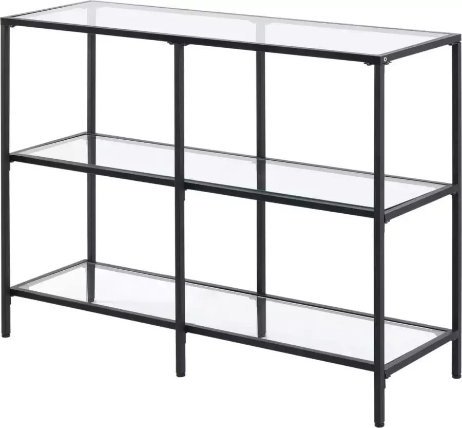 En.casa Sidetable Console tafel Glas & staal Zwart Afmeting (LxBxH) 100 x 30 x 73 cm