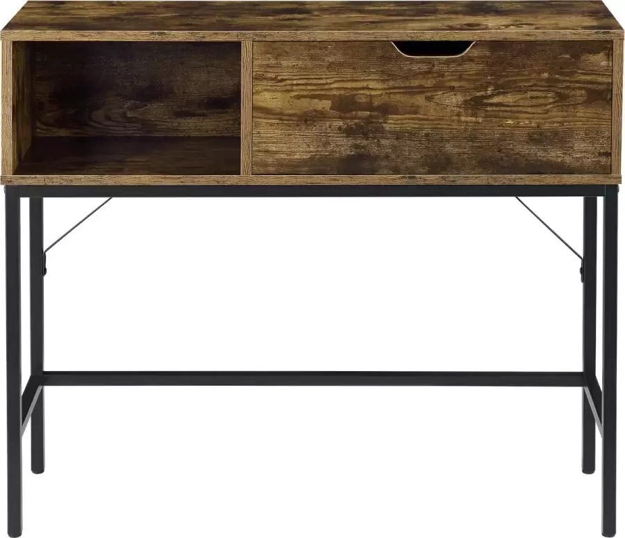 En.casa Sidetable Console tafel Spaanplaat & metaal Donker hout kleurig & zwart Afmeting (LxBxH) 92 x 30 x 80 cm