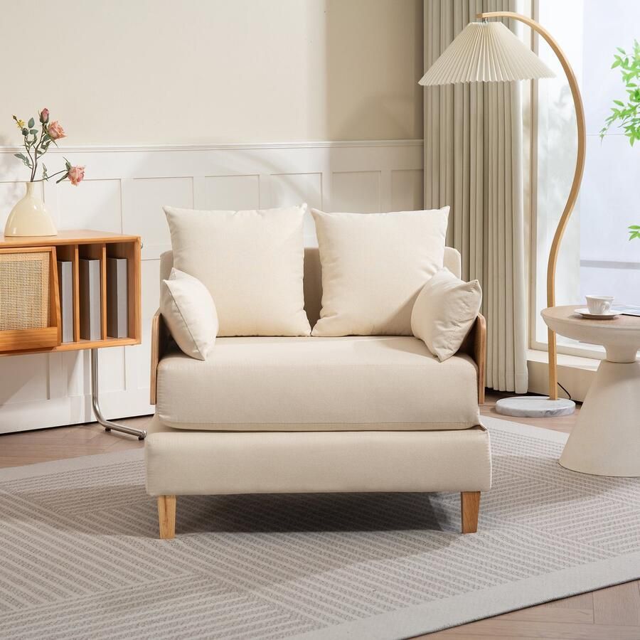 En.casa Slaapbank Seinlus 1-zits 81x88x68 cm beige [ ]