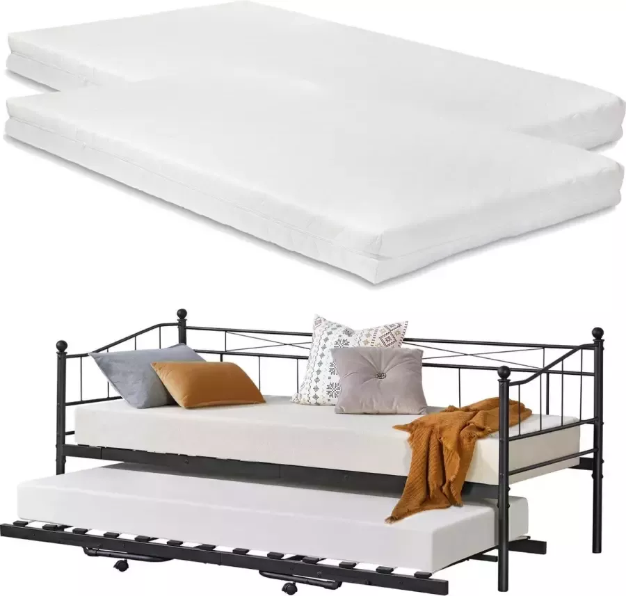 En.casa Slaapbank Skutskär met onderschuifbed en matrassen zwart