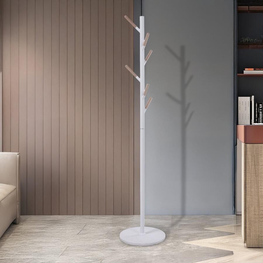En.casa Staande kapstok Nacka kledingrek 172 cm wit en houtkleurig [ ]