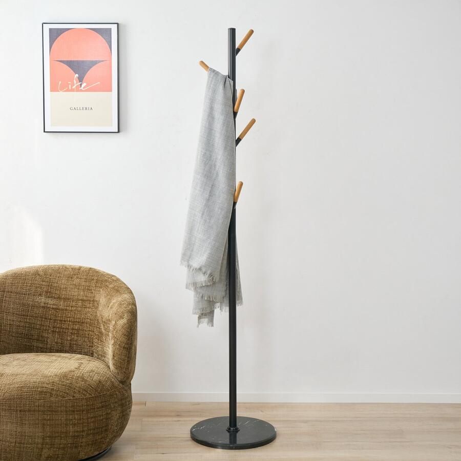 En.casa Staande kapstok Nacka kledingrek 172 cm zwart en houtkleurig [ ]