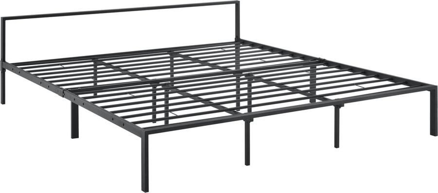 En.casa Stalen bed Imatra bedframe met bedbodem 180x200 cm zwart