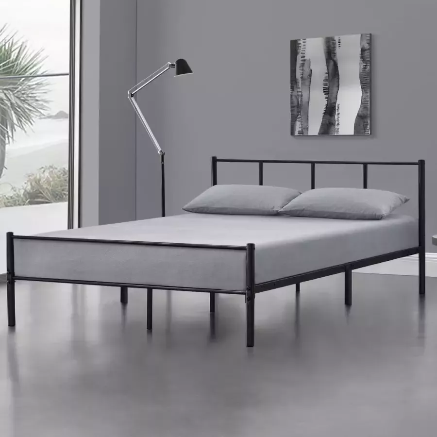 En.casa Stalen bed Laos bedframe met bedbodem zwart 160x200 cm - Foto 2