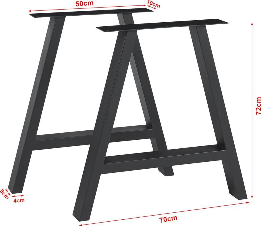 En.casa Stalen onderstel Eschau set van 2 tafelpoot 72x70 cm zwart [ ]