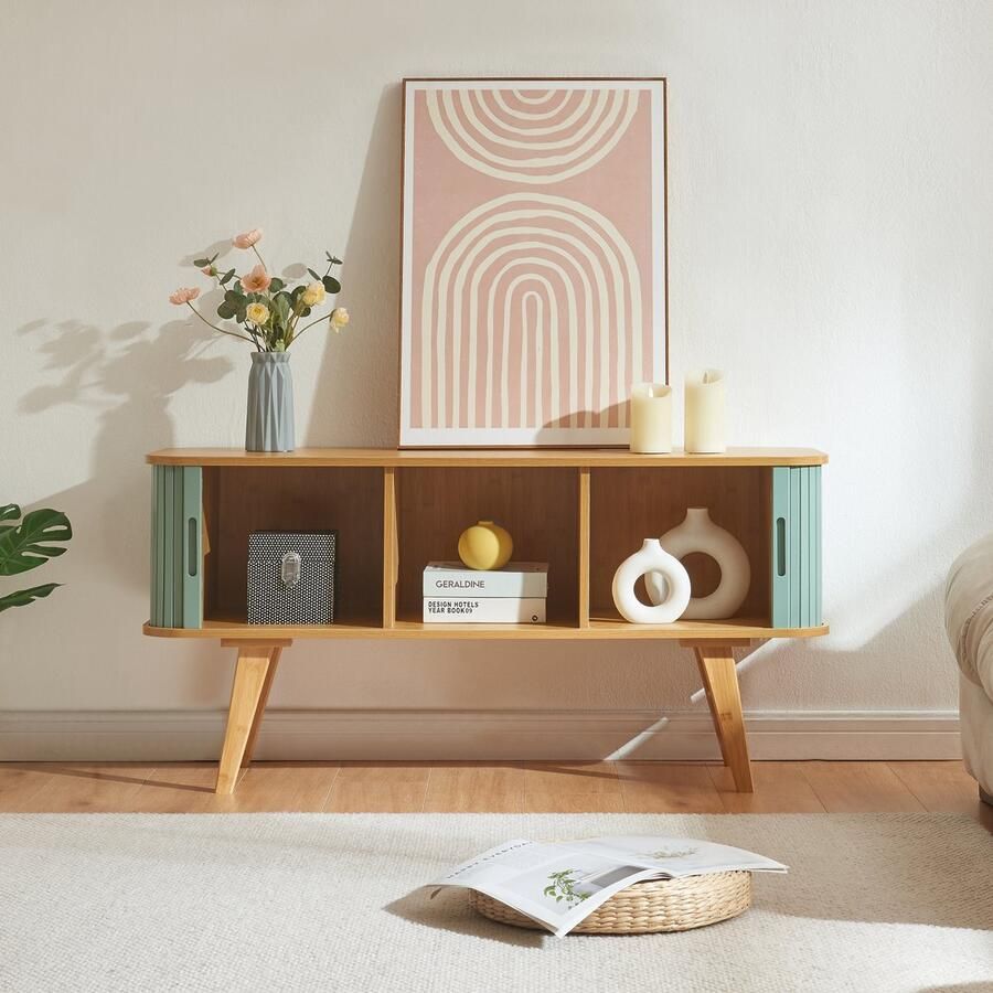 En.casa TV meubel Tysvær 120x40x58 cm naturel en blauw [ ]