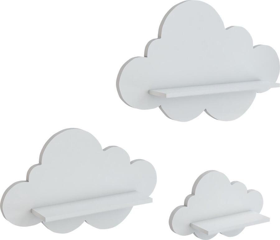 En.casa Wandplank set van 3 voor kinderen cm wit