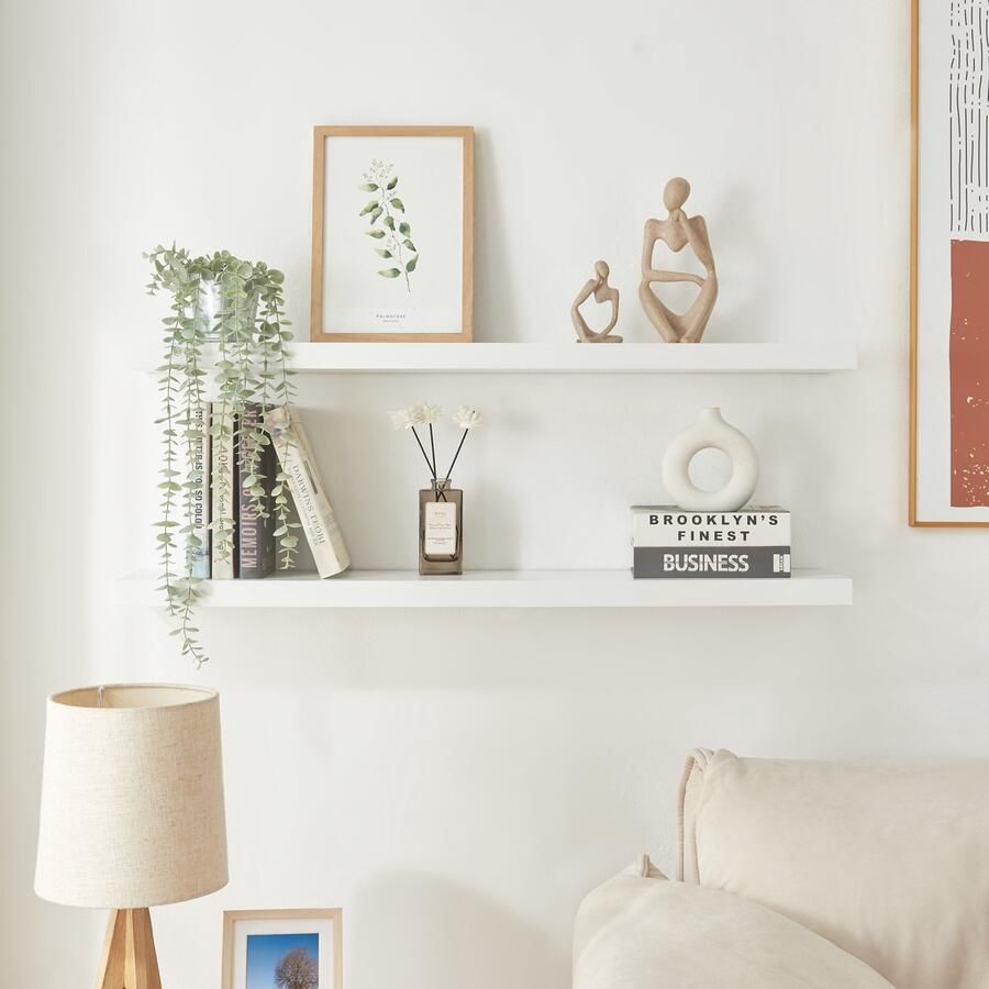 En.casa Wandplank Stranda set van 2 wit 100x20x3 5 cm [ ]