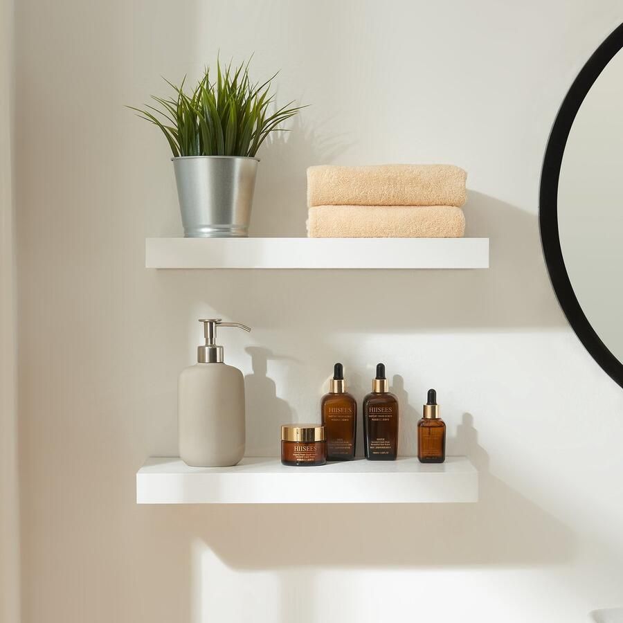 En.casa Wandplank Stranda set van 2 wit 40x17x3 5 cm [ ]