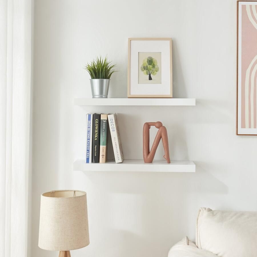 En.casa Wandplank Stranda set van 2 wit 60x20x3 5 cm [ ]