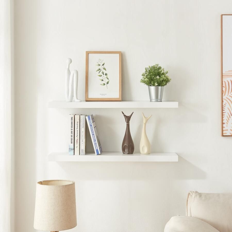 En.casa Wandplank Stranda set van 2 wit 80x20x3 5 cm [ ]