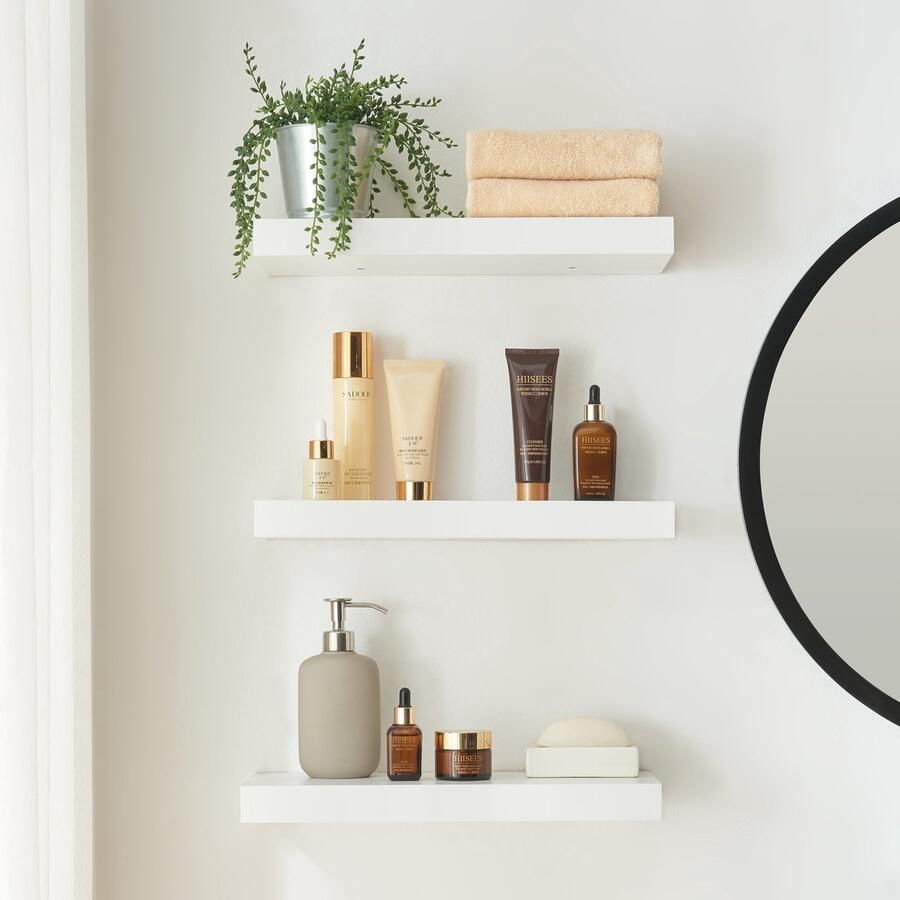 En.casa Wandplank Stranda set van 3 wit 40x17x3 5 cm [ ]