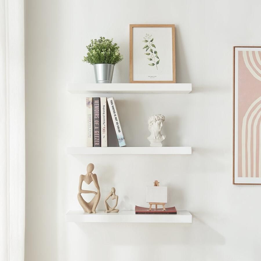 En.casa Wandplank Stranda set van 3 wit 60x20x3 5 cm [ ]