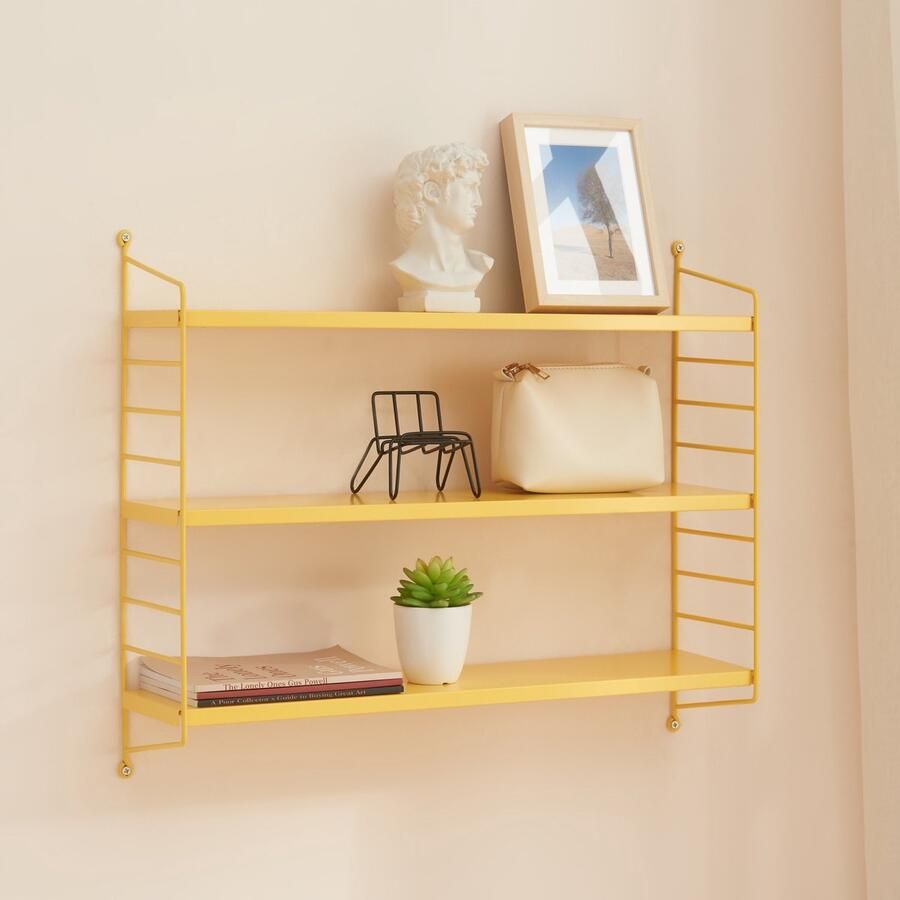 En.casa Wandplank Strängnäs set van 2 verstelbaar 50x60x15 cm geel [ ]