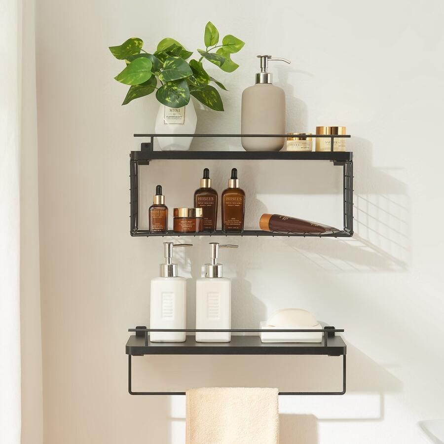 En.casa Wandplank Vik set van 2 zwart [ ]