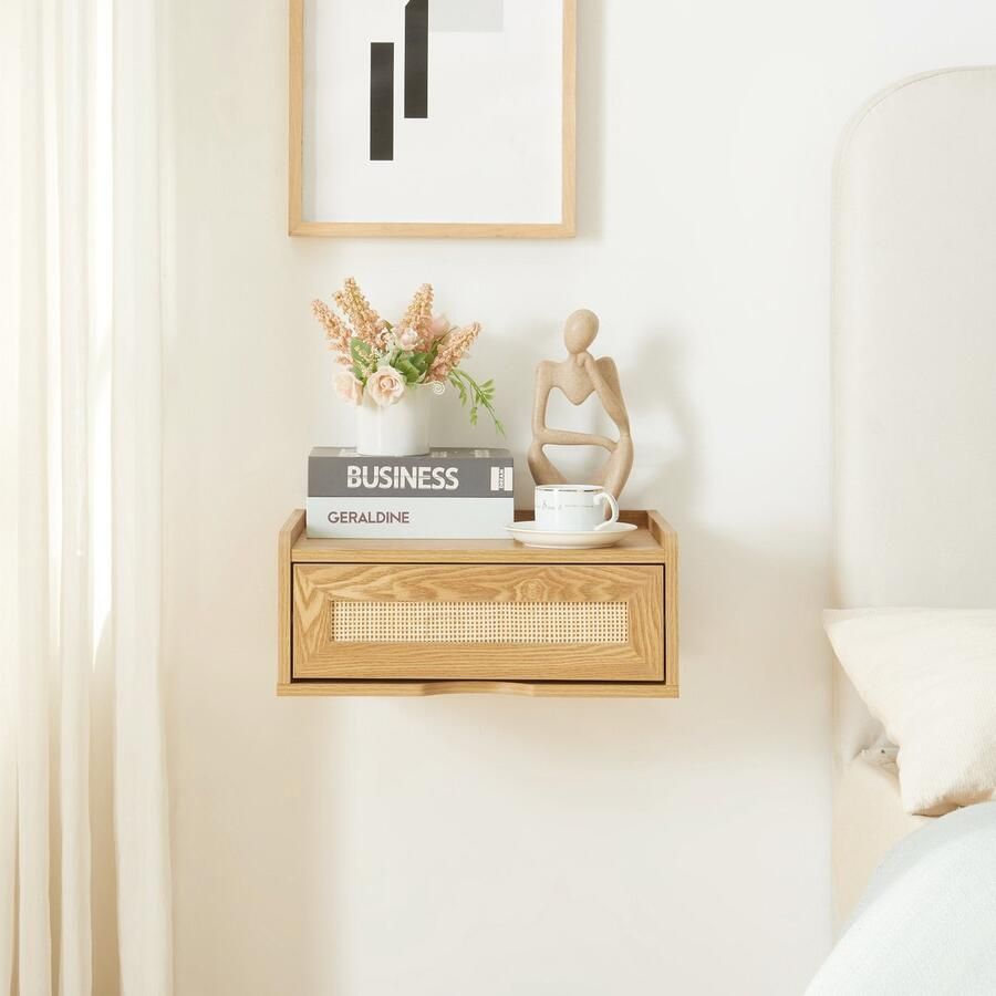 En.casa Wandrek Ljuredsø met lade 40x30x17 cm eikenkleurig en rotan look [ ]