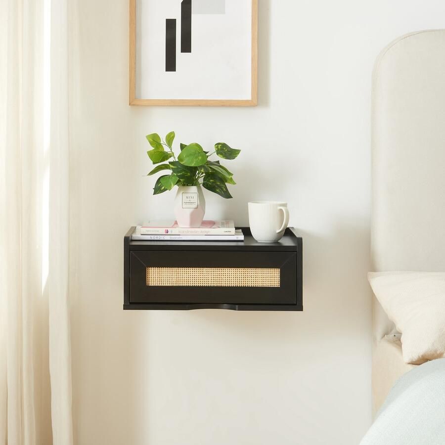 En.casa Wandrek Ljuredsø met lade 40x30x17 cm zwart en rotan look [ ]