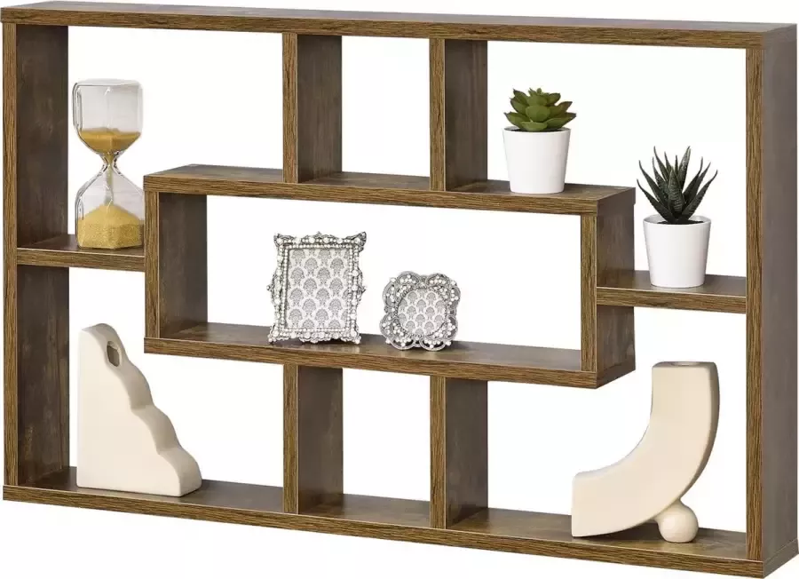 En.casa Wandrek Qinngua met 7 vakken 77x10x48 cm houtkleurig