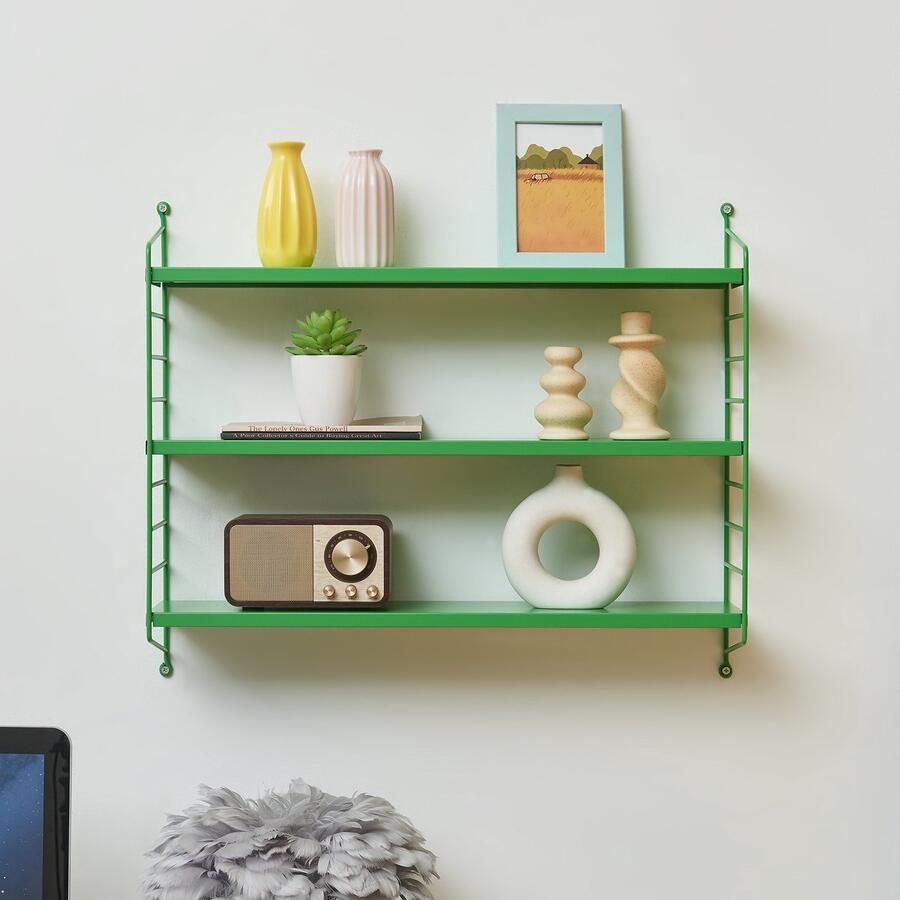 En.casa Wandrek Strängnäs met 3 planken staal appelgroen 50x60x15 cm [ ]