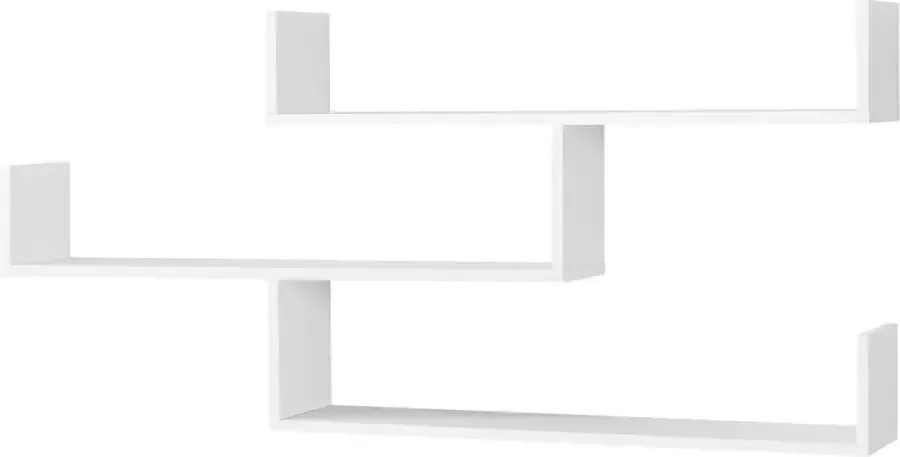 En.casa Wandrek Wandplank Met 3 planken Spaanplaat Wit Afmeting (LxBxH) 119 x 18 x 55 cm