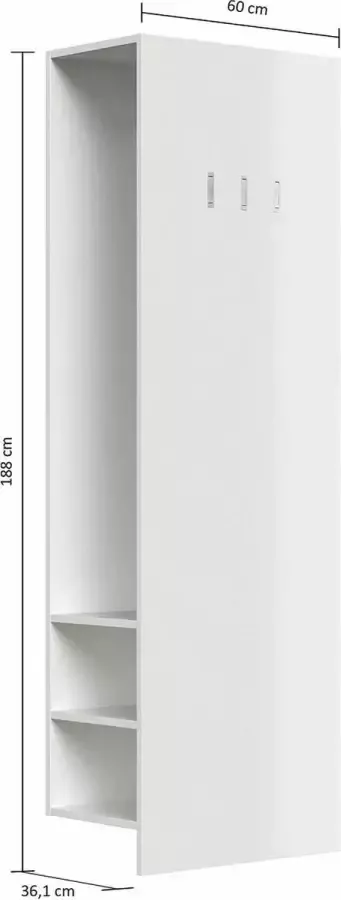 En.casa Garderobepaneel met 3 kapstokhaken & kapstokbeugel creme-grafiet B H D: 60x188x36 1cm
