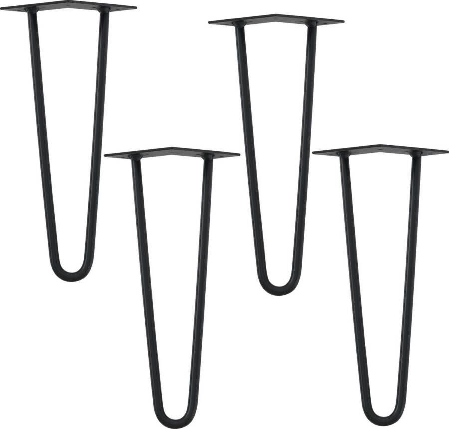 en.casa Hairpin poten tafelpoten 2-punt set van 4 45 cm zwart