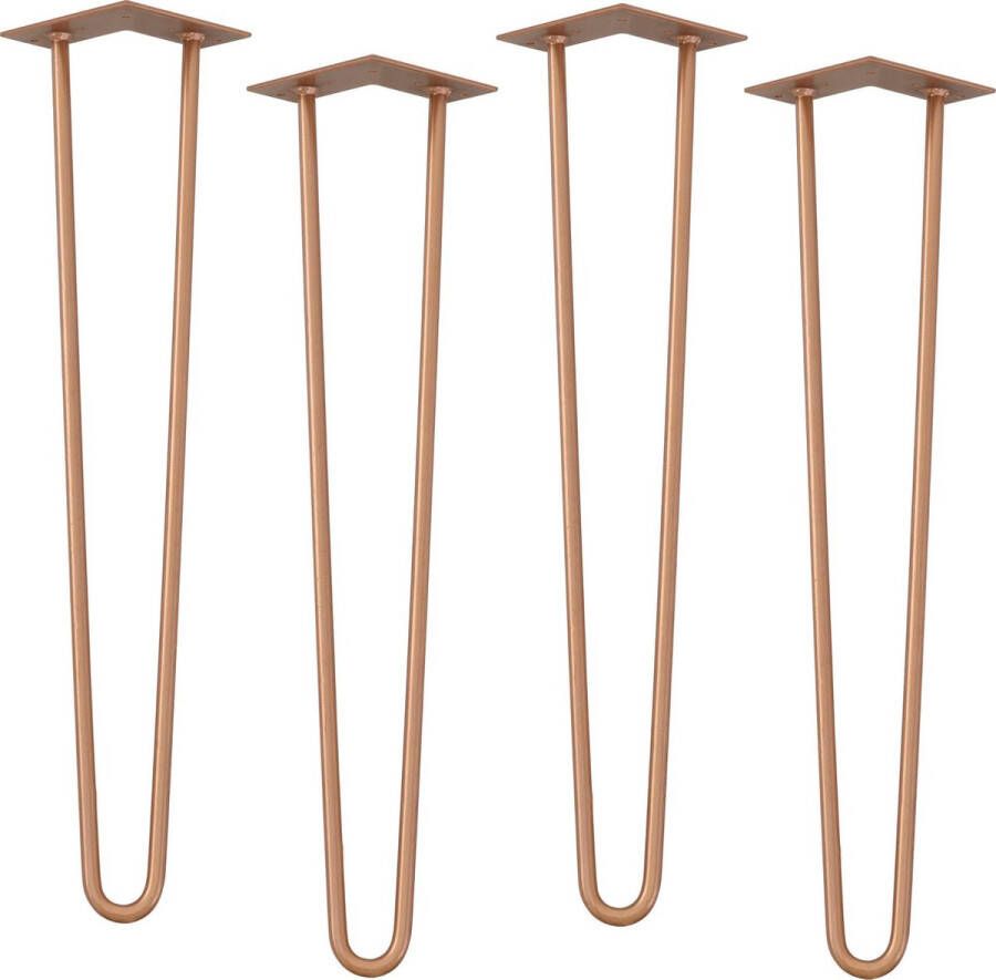 en.casa Hairpin poten tafelpoten 2-punt set van 4 72 cm bruin-koperachtig