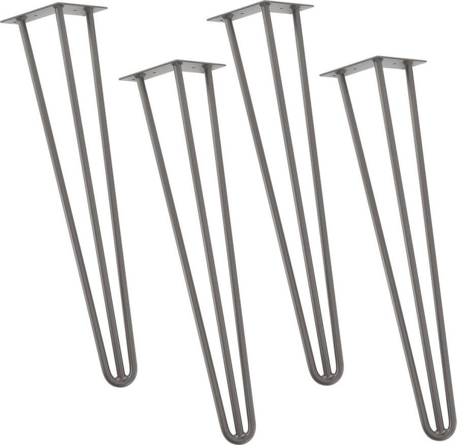 en.casa Hairpin poten tafelpoten 3-punt set van 4 72 cm metaal grijs