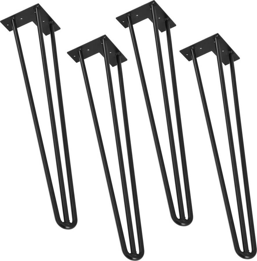 en.casa Hairpin tafelpoten set van 4 stuks-71cm-Zwart