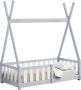 En.casa Kinderbed Tipi grenen met uitvalbeveiliging 70x140 cm lichtgrijs - Thumbnail 2