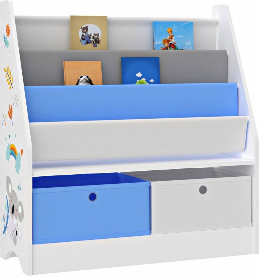En.casa Kinderboekenkast Neda opbergkast 74x71x23 cm Koala motief