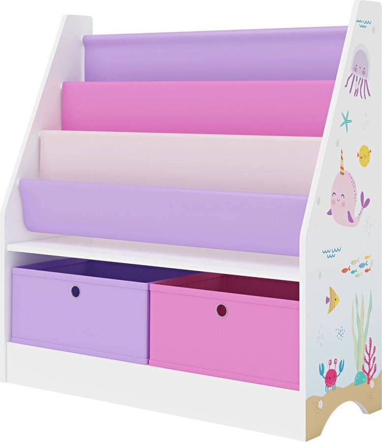 En.casa Kinderboekenkast Neda opbergkast 74x71x23 cm oceaan motief