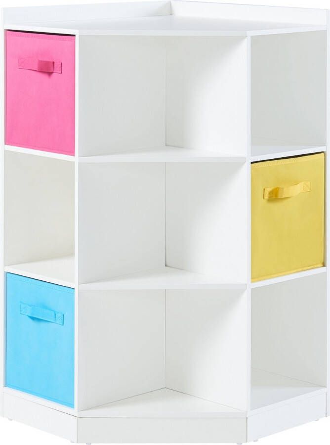 En.casa Kinderkast Måsøy hoekkast 100x56 5x56 5 cm wit roze blauw geel