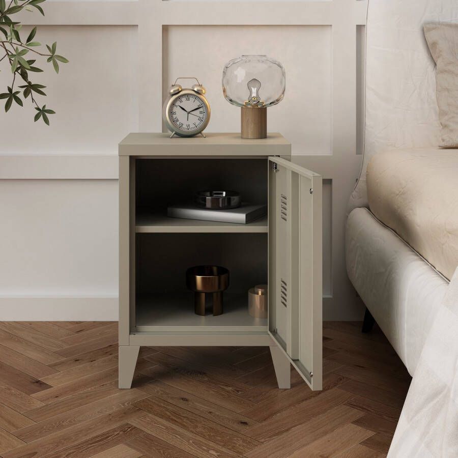 En.casa Nachtkastje Inari metaal 57x40x30 cm camel