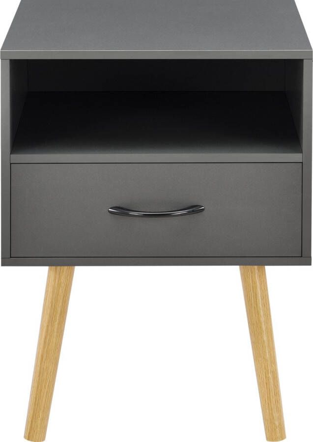 En.casa Nachtkastje Met lade & open vak Spaanplaat & hout Donker grijs & hout kleurig Afmeting (BxDxH) 42 x 40 x 57 cm