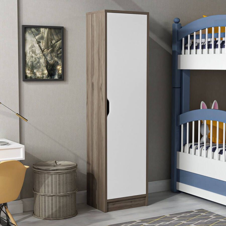 En.casa Opbergkast Egvad 154x40x30 cm walnootkleurig wit