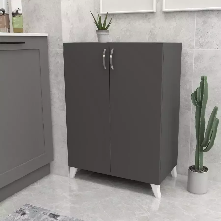 En.casa Opbergkast Strömsund 86 5x72x32 5 cm antraciet en wit