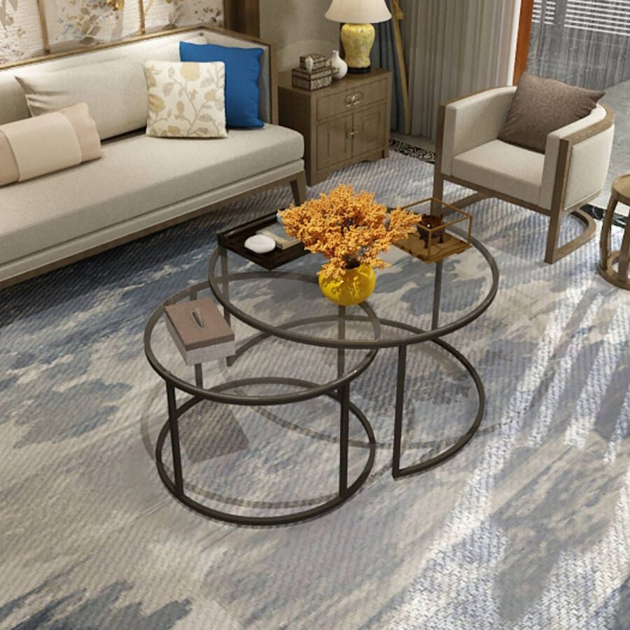 En.casa Salontafel set van 2 Kokkola transparant en zwart [ ]