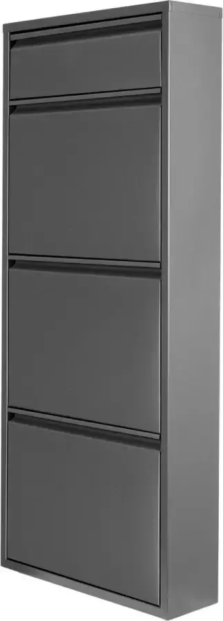 En.casa Schoenenkast Sokndal 4 kleppen grijs 118x50x15 cm [ ] - Foto 2