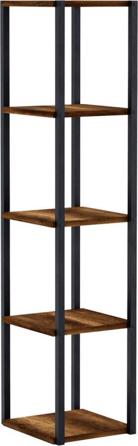 En.casa Staand rek Uusikaupunki 150x30x30 cm zwart en walnootkleurig