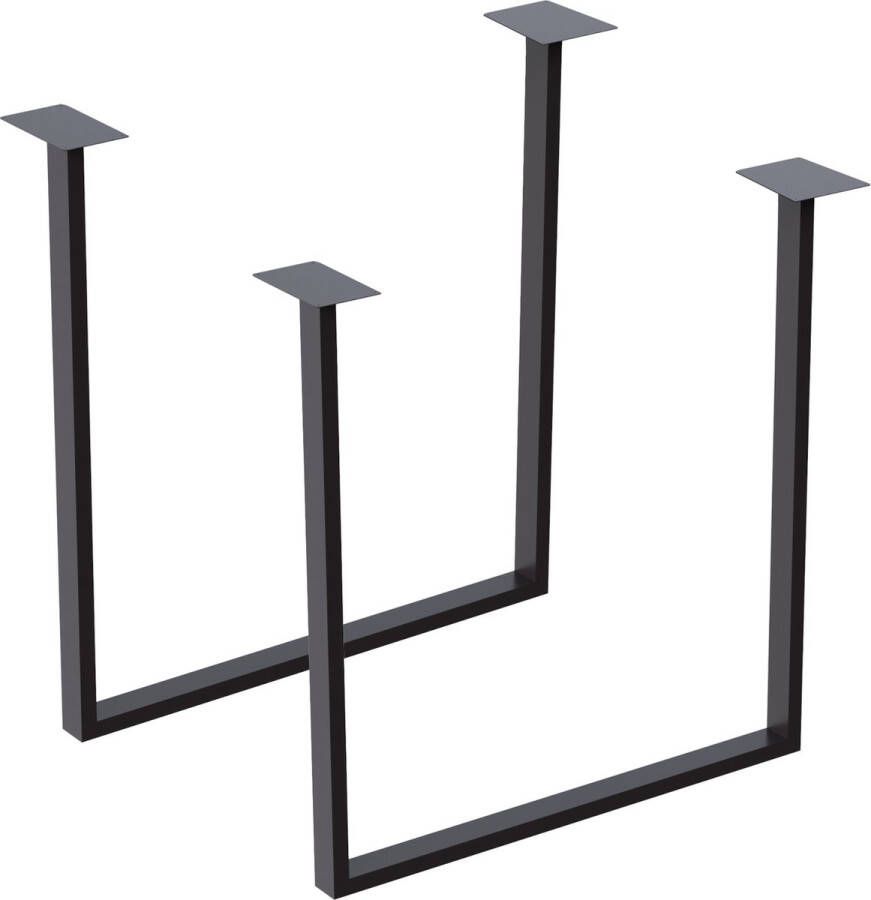 En.casa Stalen onderstel set van 2 U tafelpoot 70x65 cm zwart mat