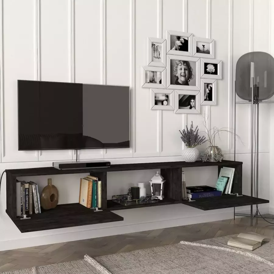 En.casa Tv-meubel Paltamo zwevend 180x31x29 5 cm eiken zwart
