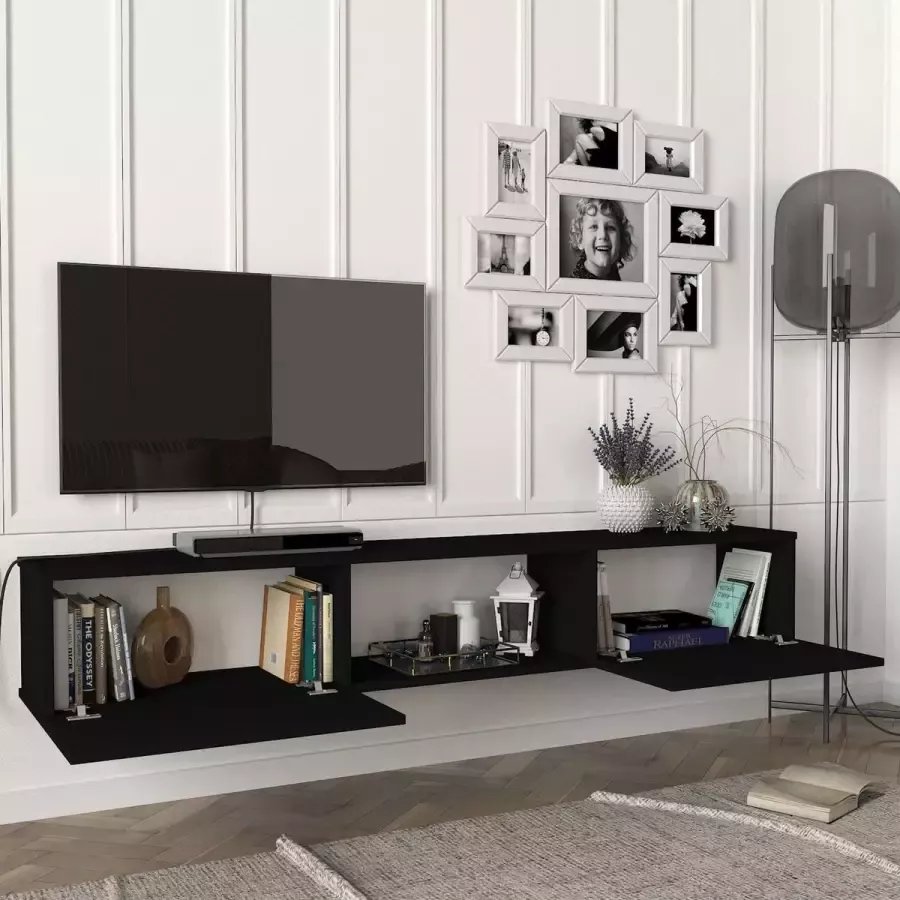 En.casa Tv-meubel Paltamo zwevend 180x31x29 5 cm zwart