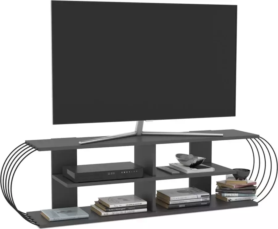 En.casa TV meubel Robertsfors 160x31x42 cm antraciet en zwart