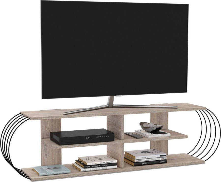 en.casa TV meubel Robertsfors 160x31x42 cm eiken en zwart