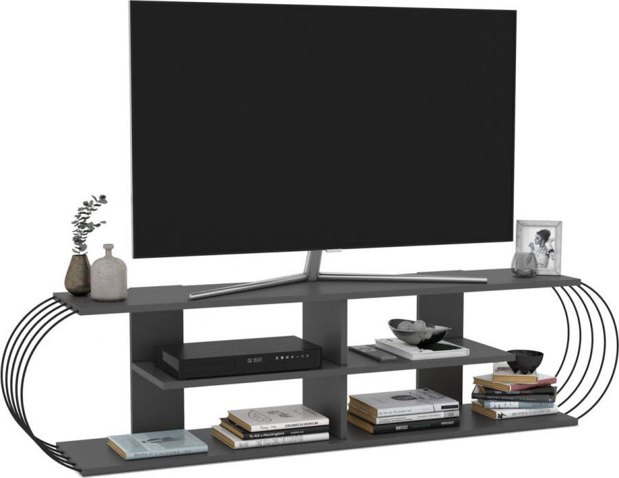 En.casa TV meubel Robertsfors 172x31x42 cm antraciet en zwart