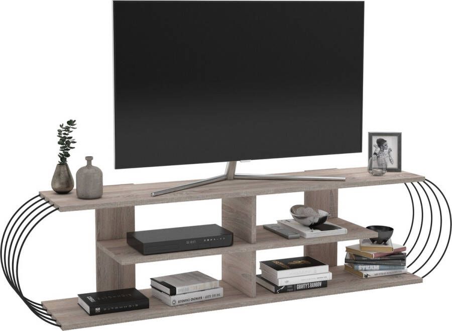 En.casa TV meubel Robertsfors 172x31x42 cm eiken en zwart