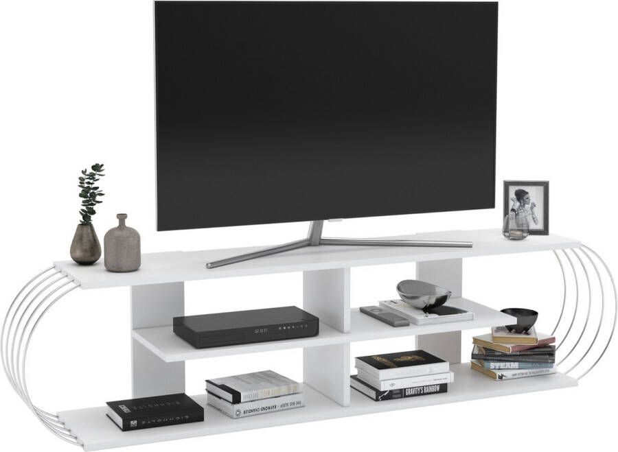 En.casa TV meubel Robertsfors 172x31x42 cm wit en chroom