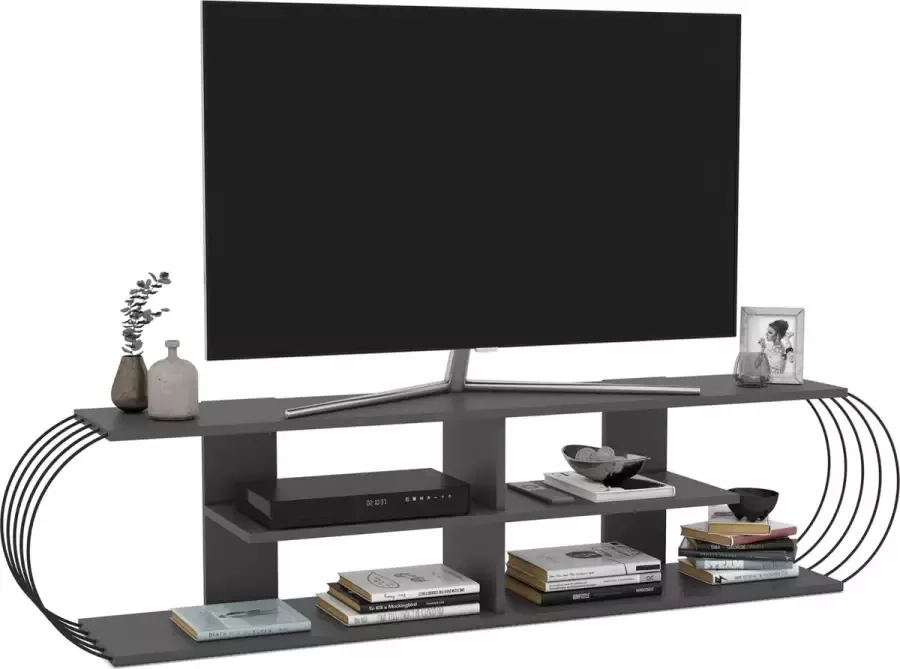 En.casa TV meubel Robertsfors 180x31x42 cm antraciet en zwart